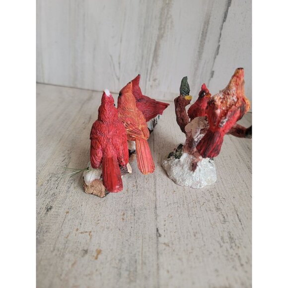 Red cardinal AS IS log tree Xmas snow home decor set figure mistletoe - Picture 12 of 13